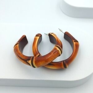 Statement bamboo-look plastic hoop earrings